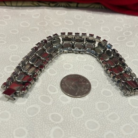 KRAMER of NY Blue White Rhinestone Link BRACELET - Picture 9 of 10